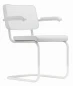Preview: Thonet S64 PV Leder Bianco mit weißem Gestell