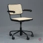 Preview: Thonet S64 VDR Bürostuhl mit Wiener Geflecht und schwarzem Gestell gebraucht