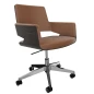 Preview: Thonet S845 PVDRW Bürostuhl aus schwarz gebeizter Eiche mit schwarzem Lederbezug