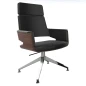 Preview: Thonet S847 PVDWE Drehstuhl aus Nussbaum mit schwarzem Lederbezug und schwarzem Gestell