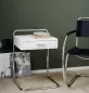 Preview: Thonet B 117 Beistelltisch in weiß mit Bestell aus verchromtem Stahlrohr Interieurbild