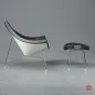 Preview: Vitra Coconut Chair mit Hocker Lounge Sessel Leder Braun Schale Weiß gebraucht
