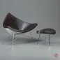 Preview: Vitra Coconut Chair mit Hocker Lounge Sessel Leder Braun Schale Weiß gebraucht