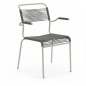 Preview: Schaffner Säntis Spaghetti Stuhl mit anthrazit farbenem OceanYarn und pastellgrünem Gestell aus Stahlrohr