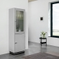 Preview: müller möbelfabrikation SB 422 - 2 Glasvitrine mit satinierter Glastür und Metalltür in grau Interieurbild