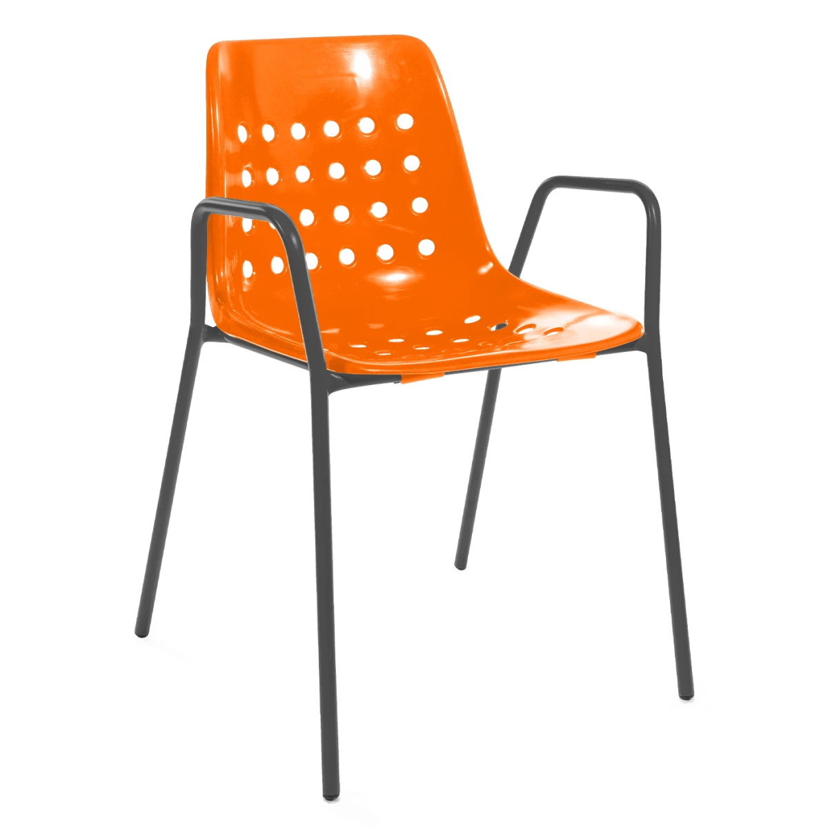 Stuhl Bermuda mit Armlehnen, zweifarbig in Orange – auffälliger Designstuhl für den Außenbereich