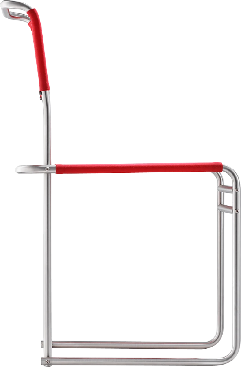 Tecta-B40-Stuhl-Bauhaus-Gurte-Rot-Seitenansicht