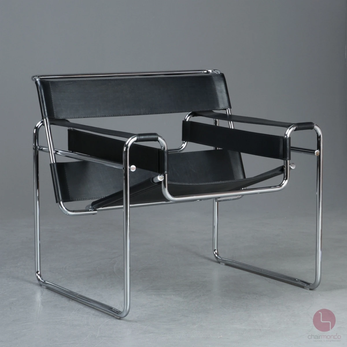 Gavina / Knoll Wassily Chair Kernleder schwarz gebraucht frontal