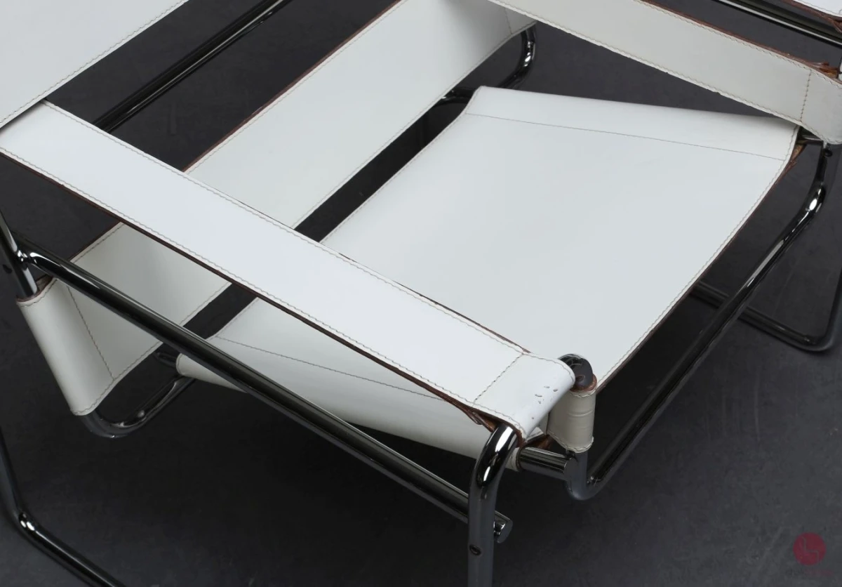 Gavina Wassily Chair Leder Weiß Marcel Breuer gebraucht