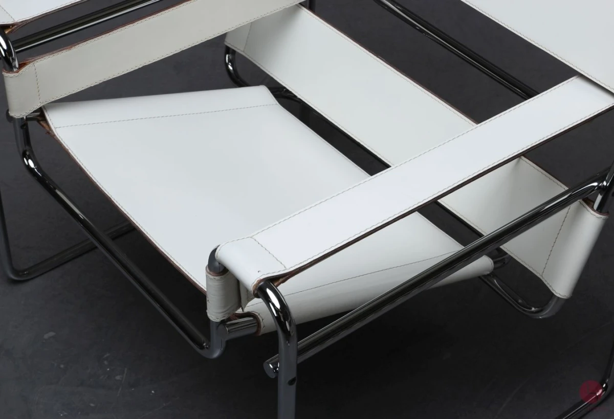 Gavina Wassily Chair Leder Weiß Marcel Breuer gebraucht
