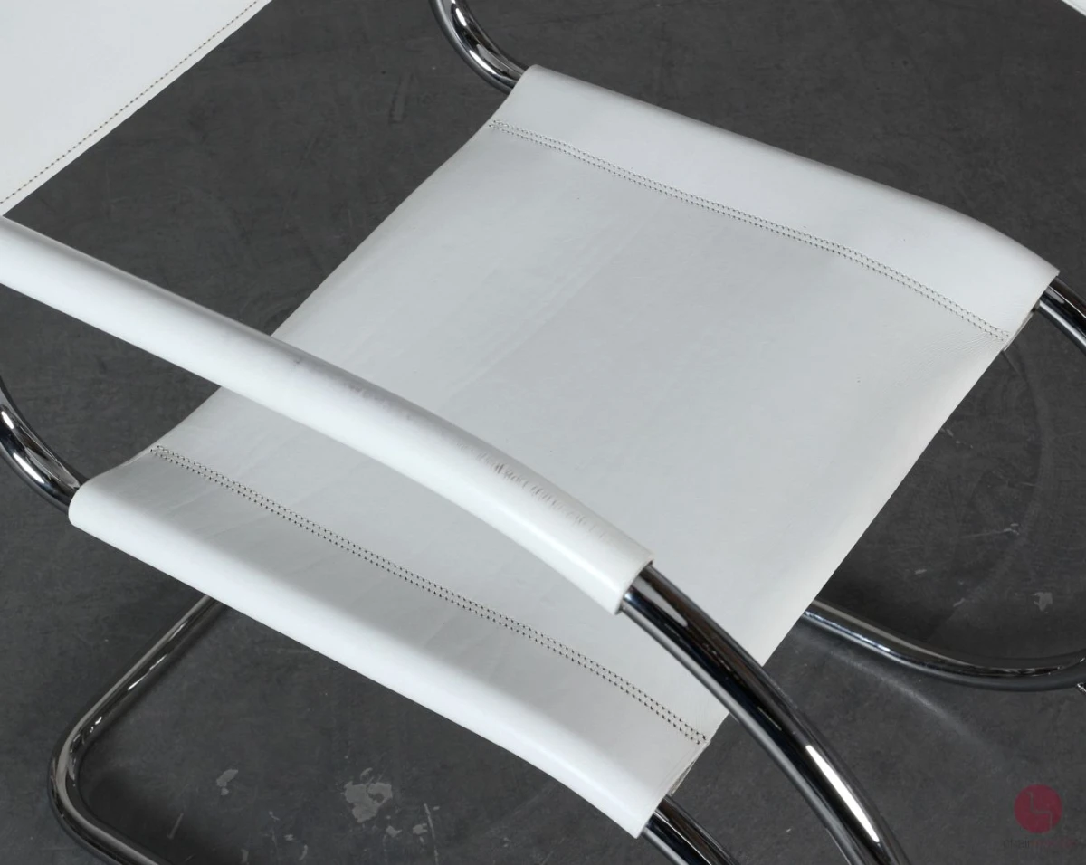 Thonet MR20 Freischwinger Stuhl Leder Weiß wie S533 LF, gebraucht