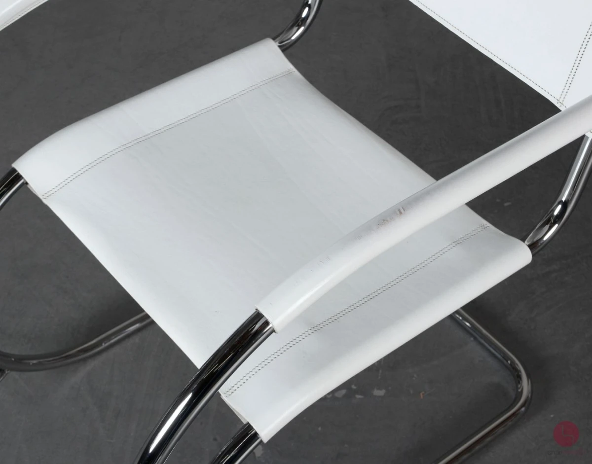 Thonet MR20 Freischwinger Stuhl Leder Weiß wie S533 LF, gebraucht