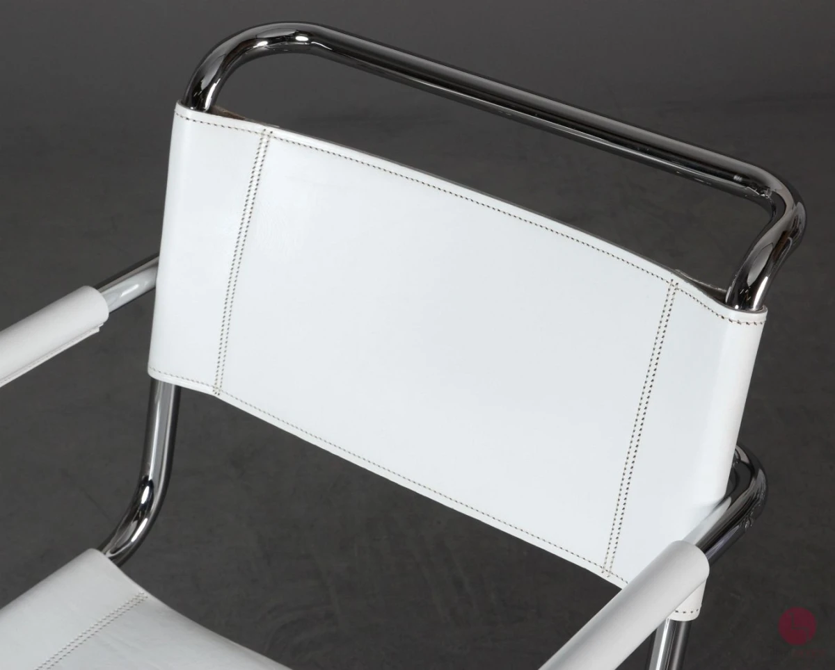 Thonet MR20 Freischwinger Stuhl Leder Weiß wie S533 LF, gebraucht