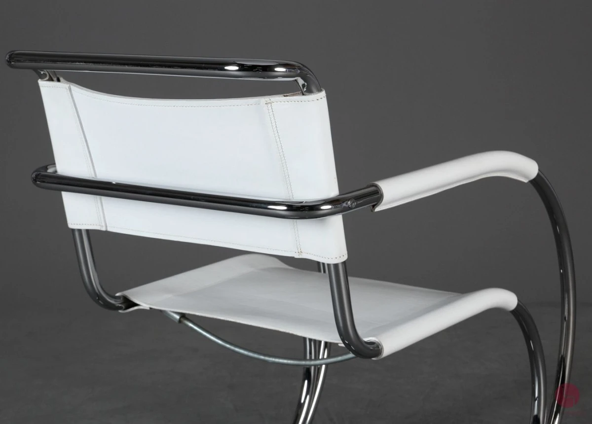 Thonet MR20 Freischwinger Stuhl Leder Weiß wie S533 LF, gebraucht