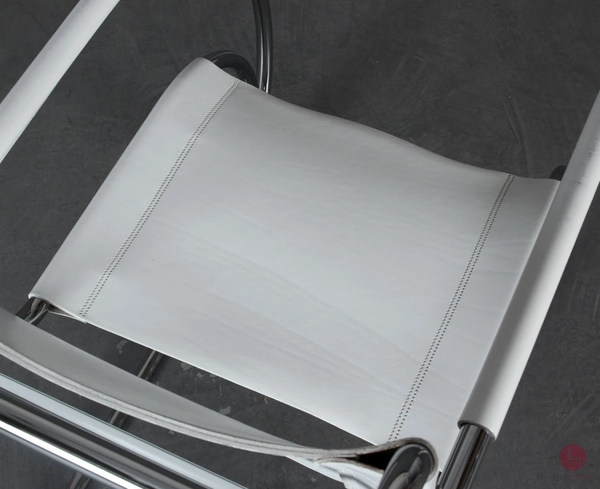 Thonet MR20 Freischwinger Stuhl Leder Weiß wie S533 LF, gebraucht