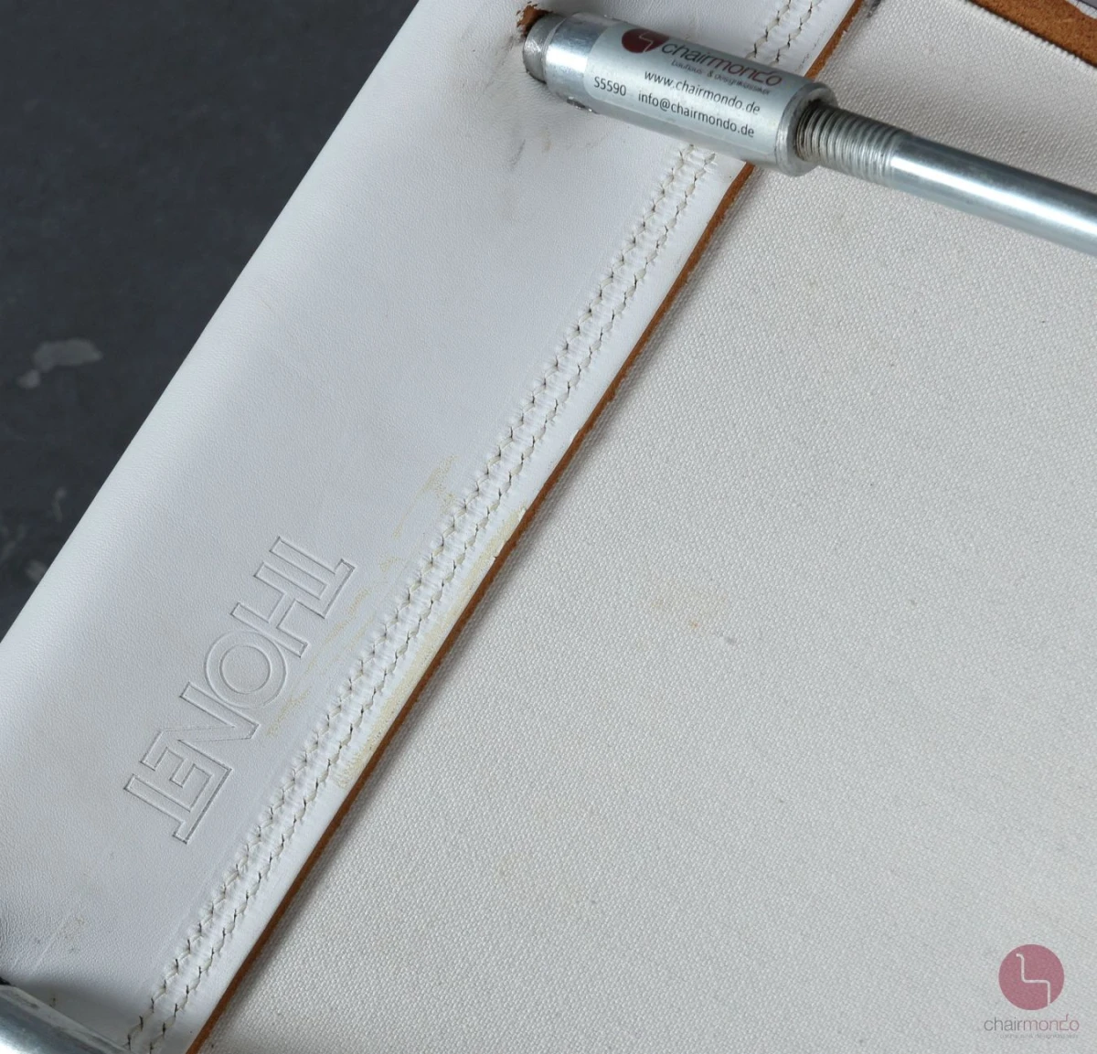 Thonet MR20 Freischwinger Stuhl Leder Weiß wie S533 LF, gebraucht