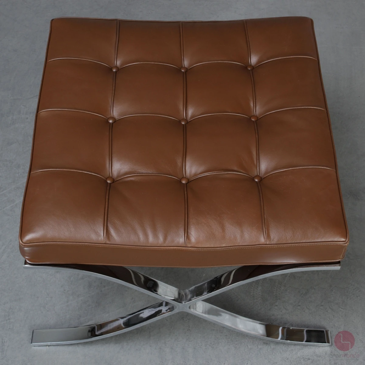 Knoll Barcelona Chair mit Ottoman mit braunem Leder gebraucht