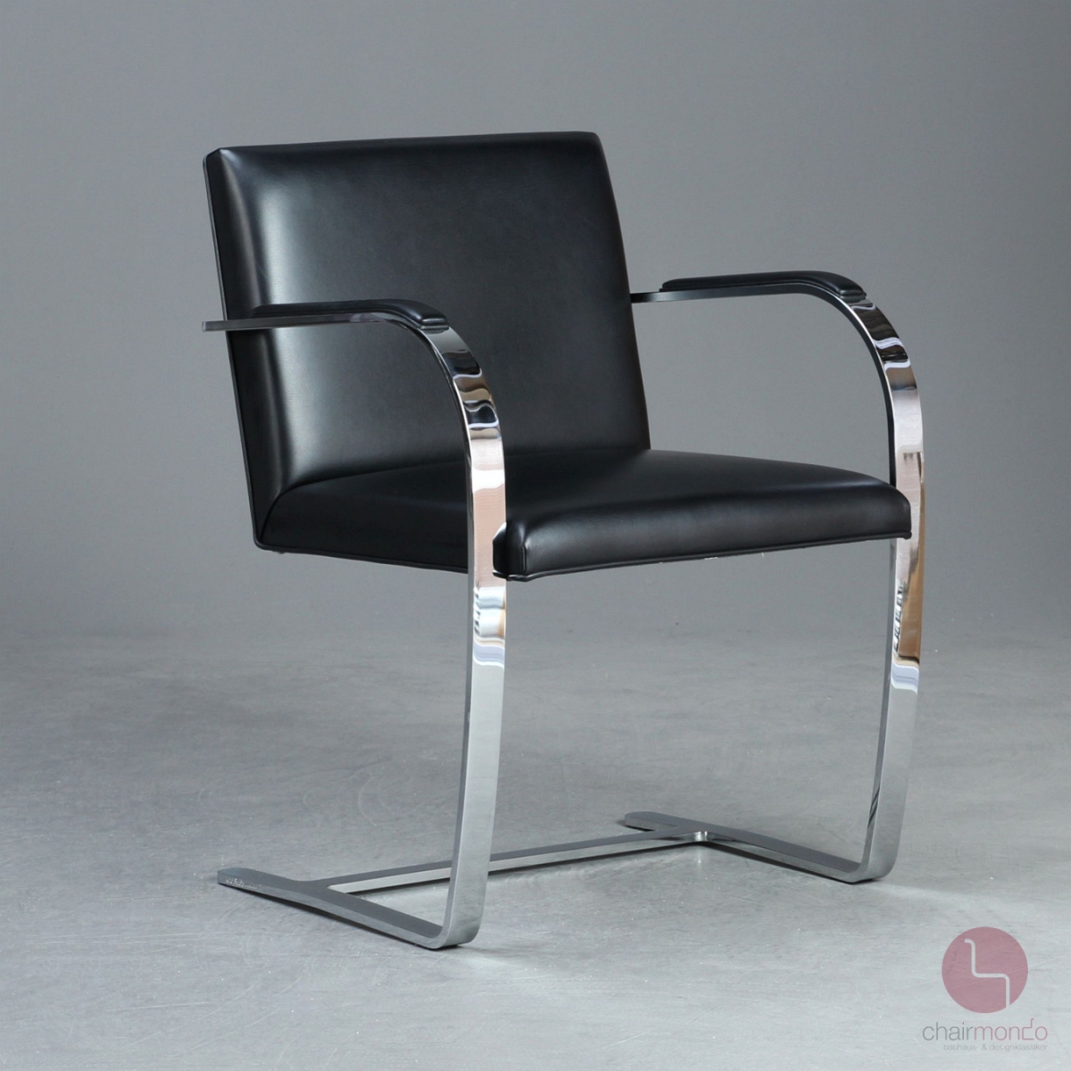 Preview: Knoll Brno Freischwinger Armlehnstuhl Leder Schwarz gebraucht