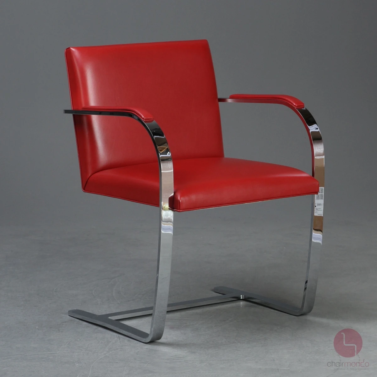 Knoll Brno Freischwinger mit rotem Leder und verchromtem Gestell gebraucht