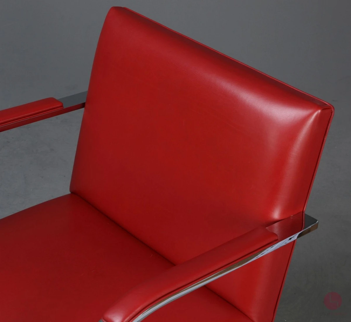 Knoll Brno Freischwinger mit rotem Leder und verchromtem Gestell gebraucht