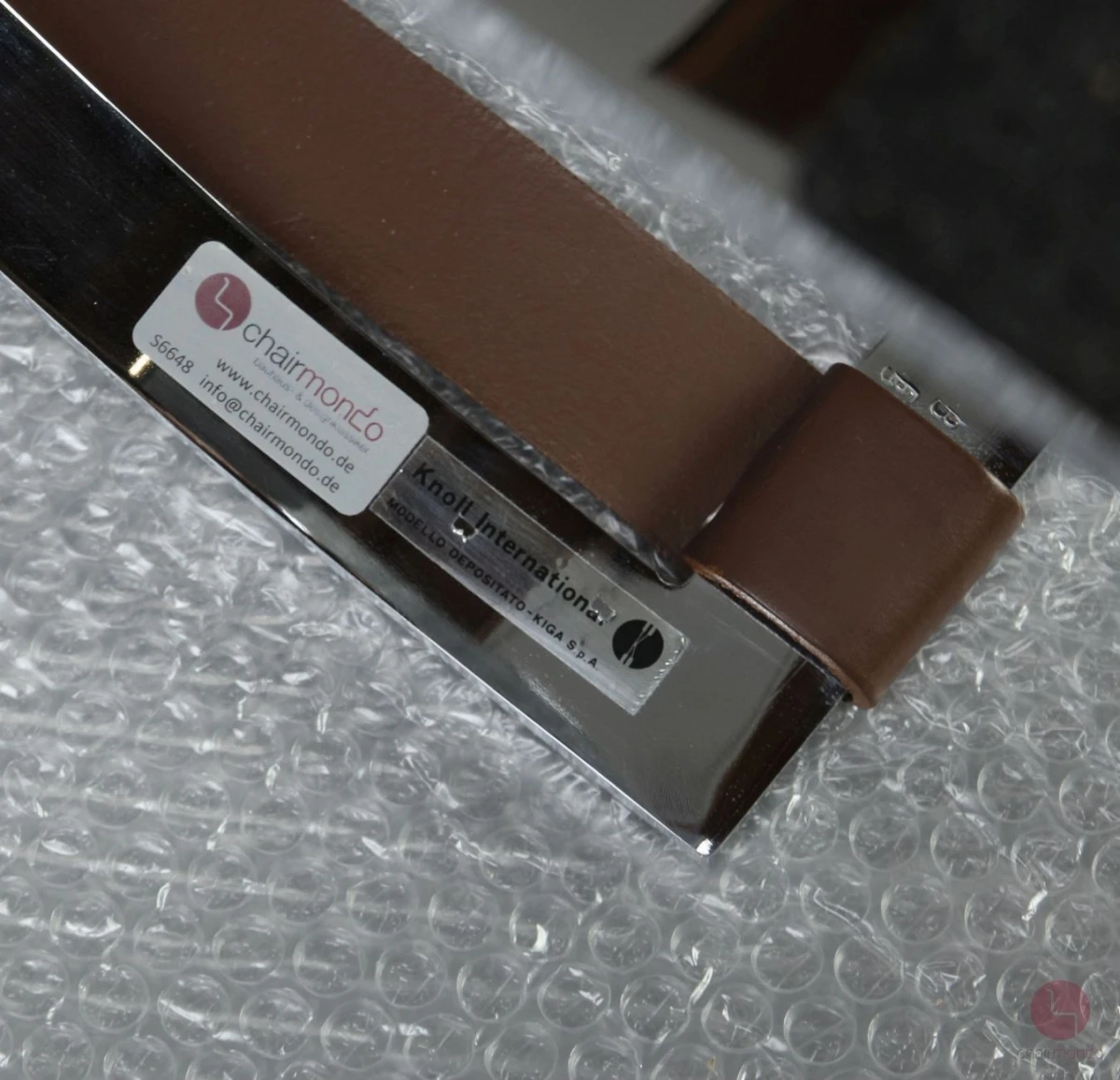 Knoll Barcelona Chair mit Ottoman mit braunem Leder gebraucht