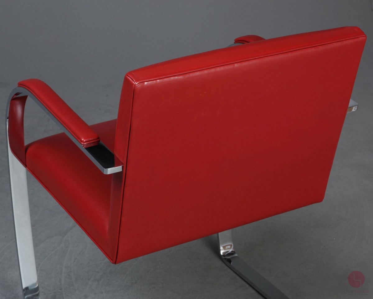 Knoll Brno Freischwinger mit rotem Leder und verchromtem Gestell gebraucht