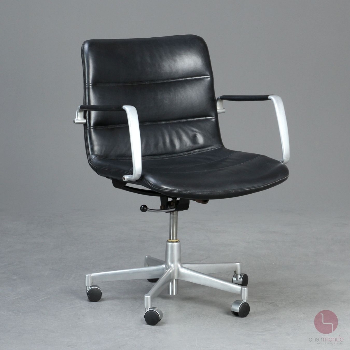 Preview: Kusch und Co Bürostuhl 8000 Drehstuhl Leder Schwarz 1970er gebraucht