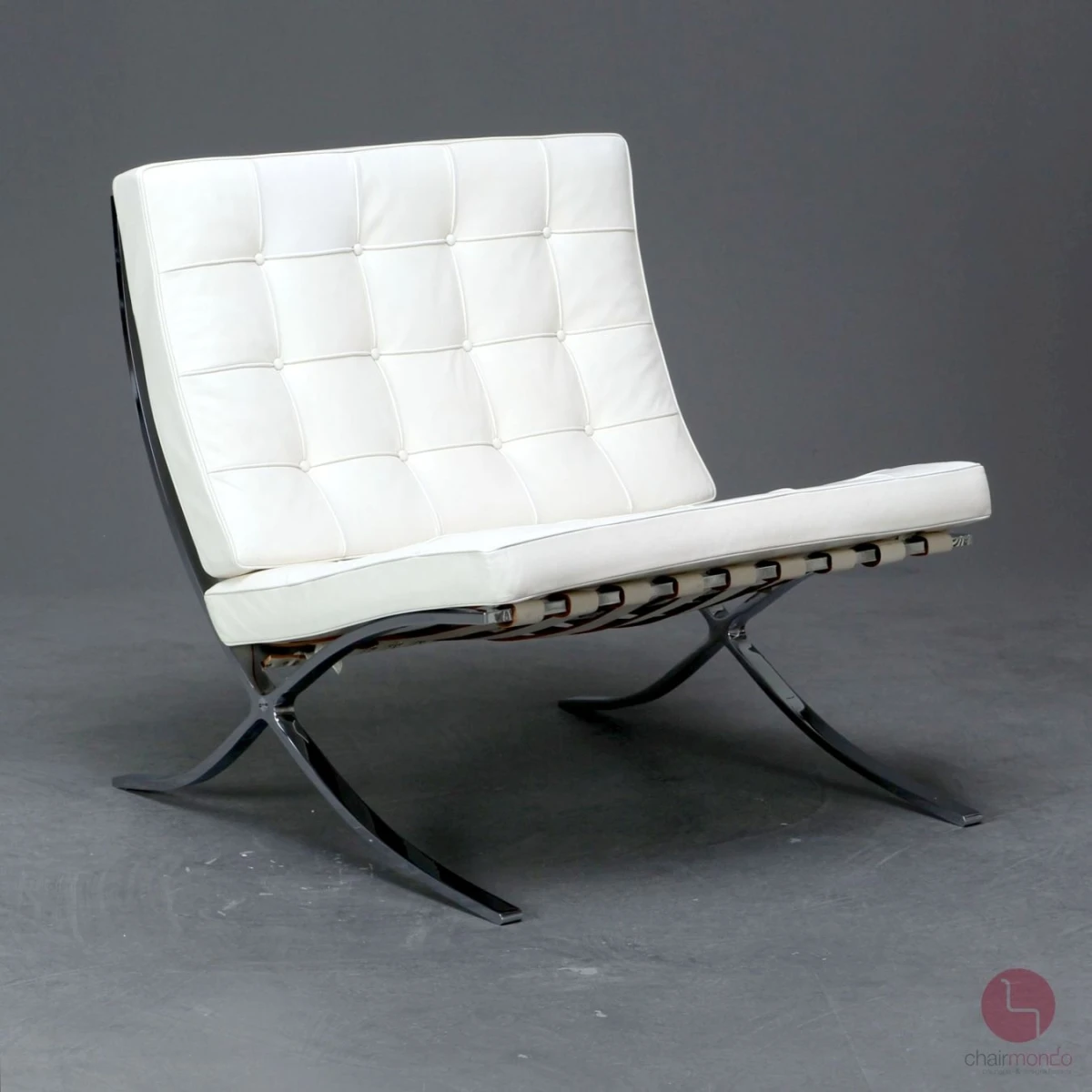Knoll Barcelona Chair mit weißem Leder - gebraucht