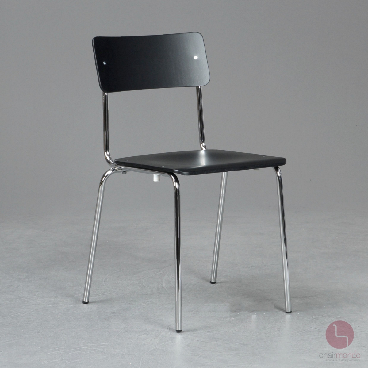 Preview: L&C Stendal Comeback Stuhl Schwarz stapelbar, Gestell verchromt