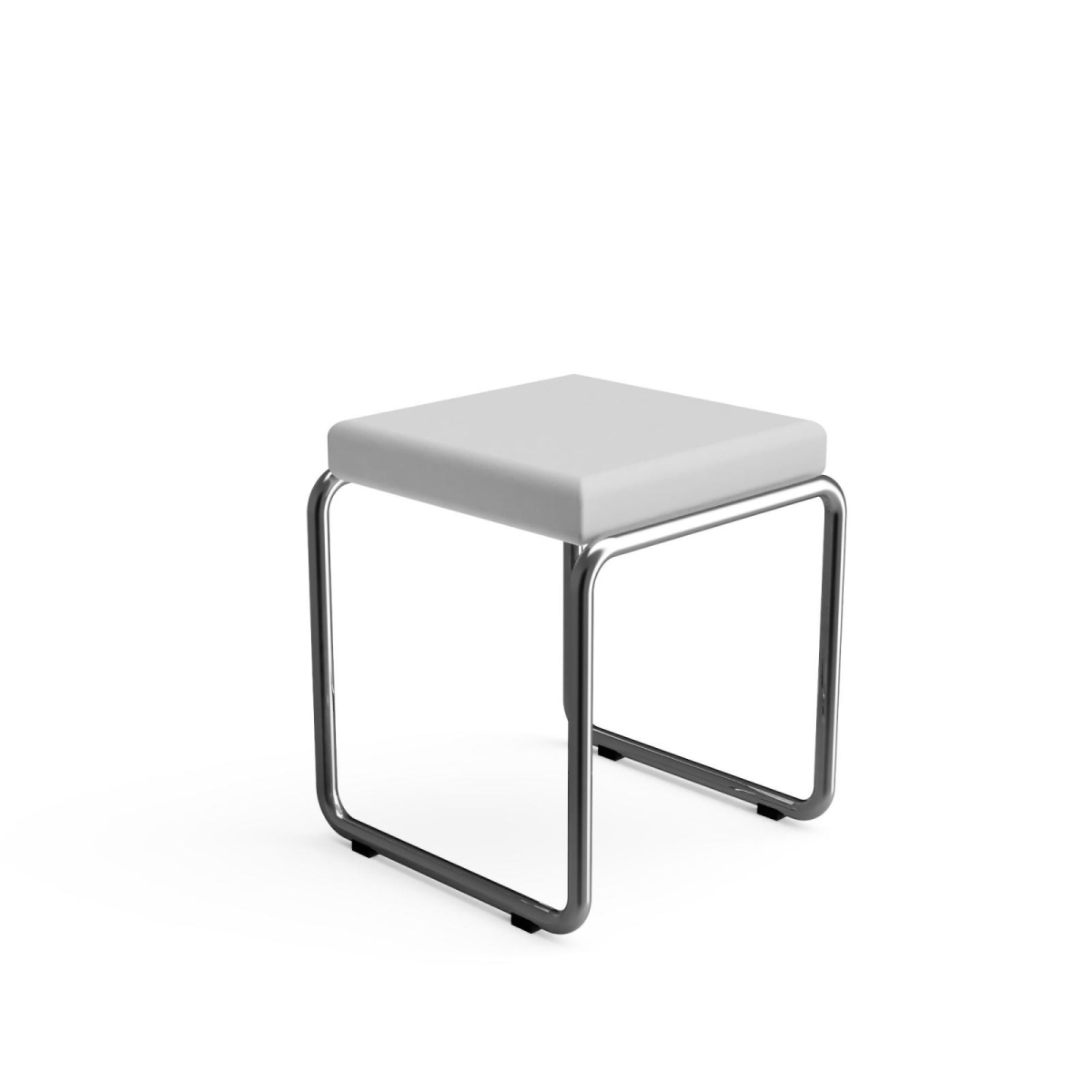 Preview: L&C stendal Bauhaus Hocker layko Bezug Leder milk Gestell schwarz