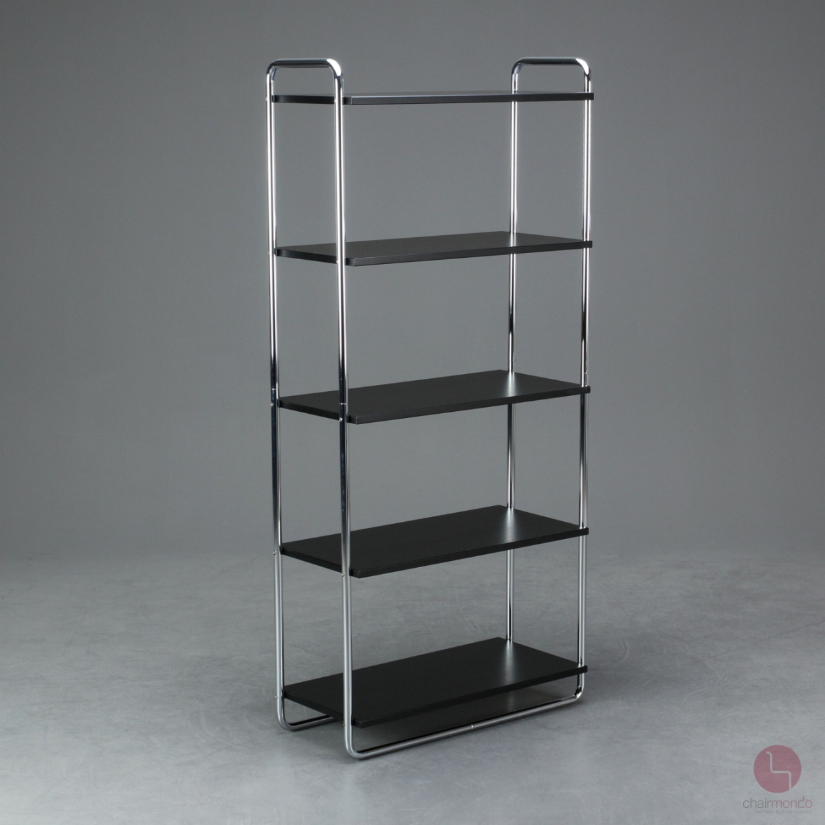 Preview: L&C stendal Bauhaus Regal contor Gestell verchromt Platten Esche schwarz im Studio