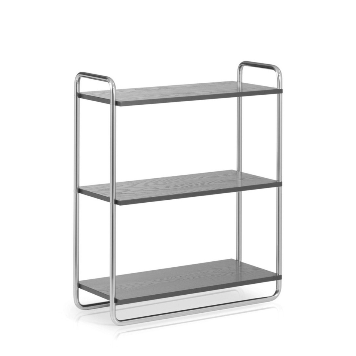 Preview: L&C stendal Bauhaus Regal mit 5 Einlegeböden Gesell verchromt Böden schwarz