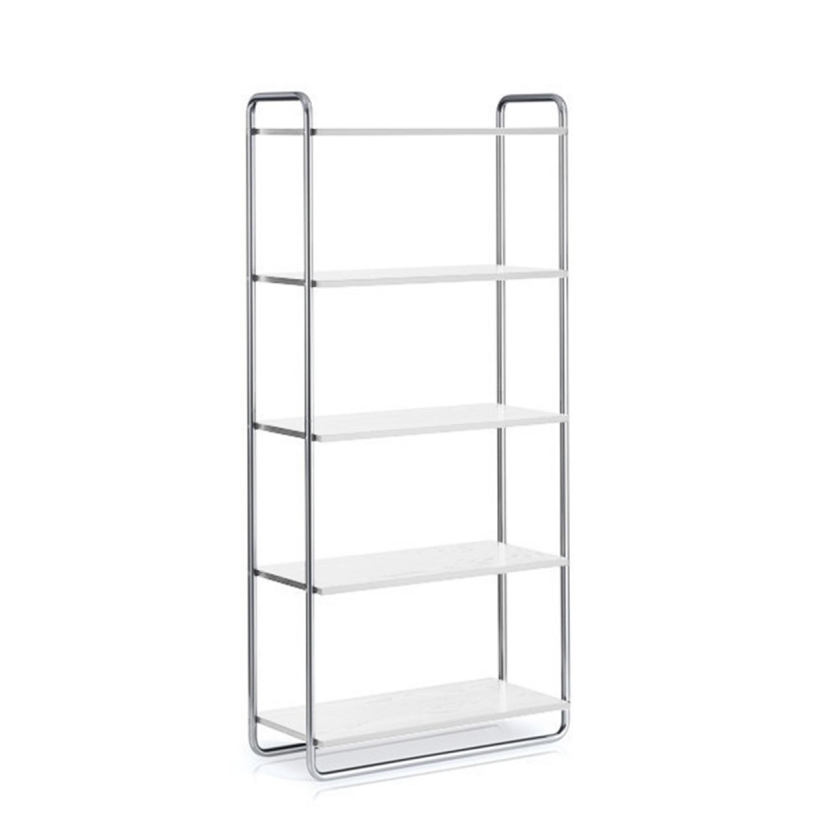 Preview: L&C stemdal Bauhaus Regal contor Gestell verchromt Platten weiß