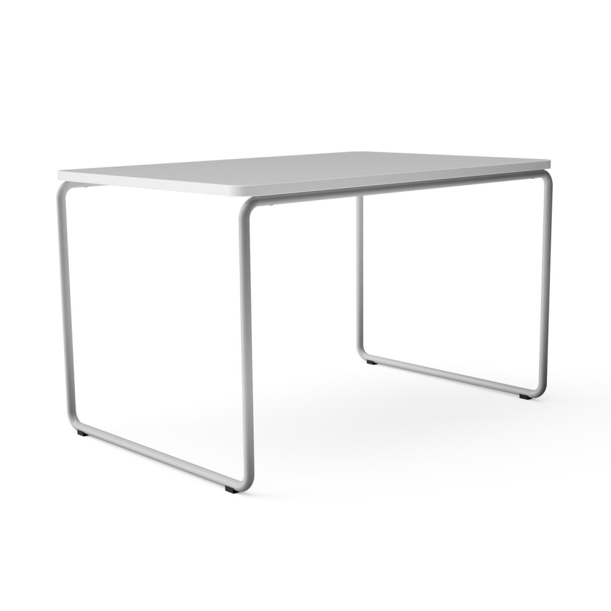 Preview: L&C Stendal Layko Bauhaus Tisch Gestell weiß pulverbeschichtet Tischplatte weiß HPL