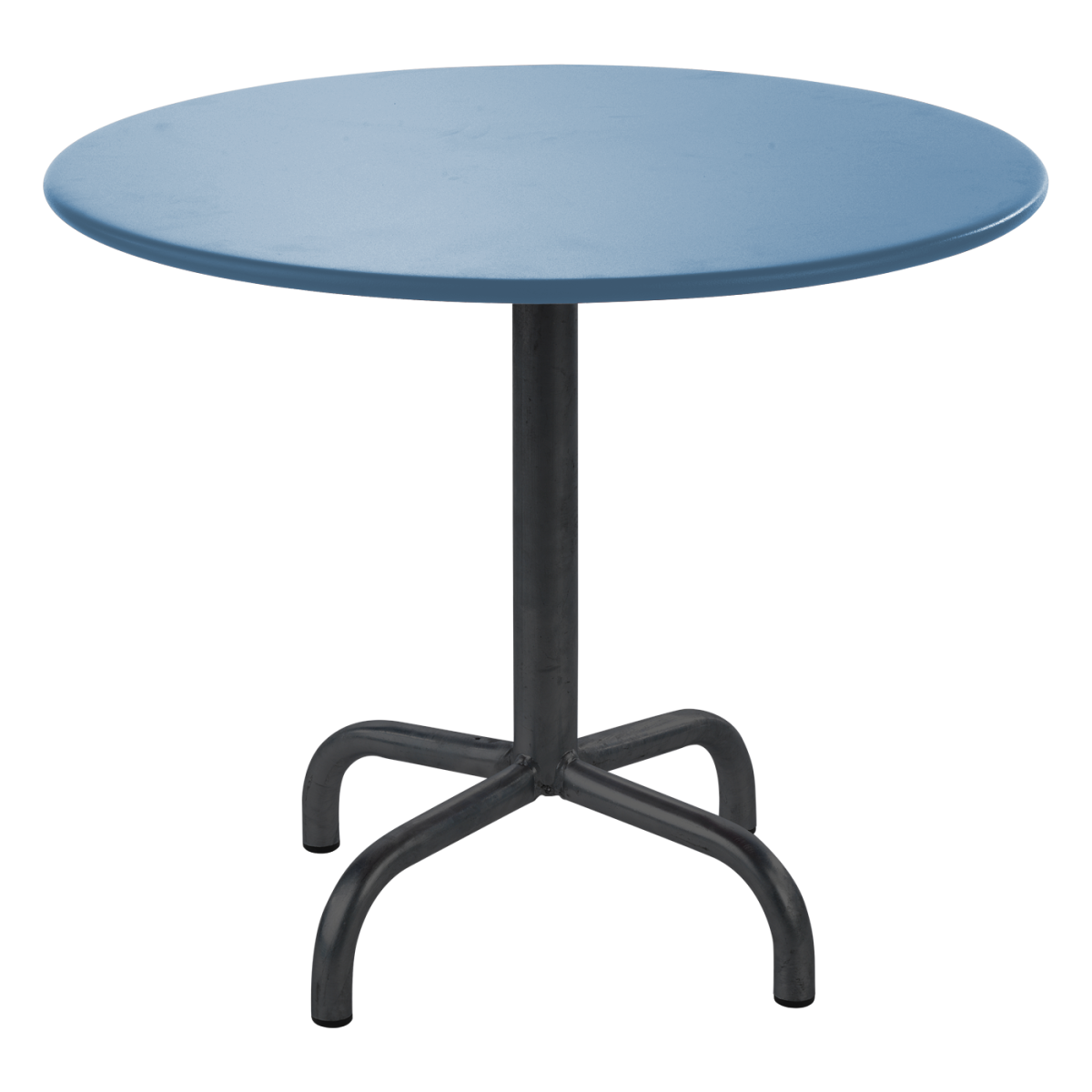 Preview: Schaffner Beistelltisch Rigi, 60 cm Durchmesser Preview: Rigi Beistelltisch von Schaffner mit pastellblauer Metallplatte und schwarzem Gestell – stilvoller, wetterfester Tisch für Außenbereiche in sanften Farbtönen