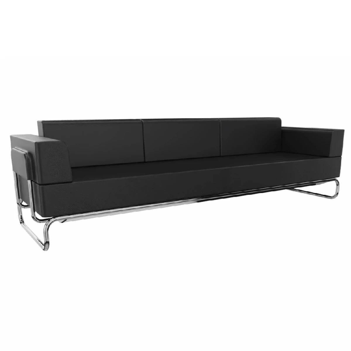 Thonet S5003/C001 3-Sitzer Sessel in schwarzem Leder modernes, vorkonfiguriertes Design mit klaren Linien