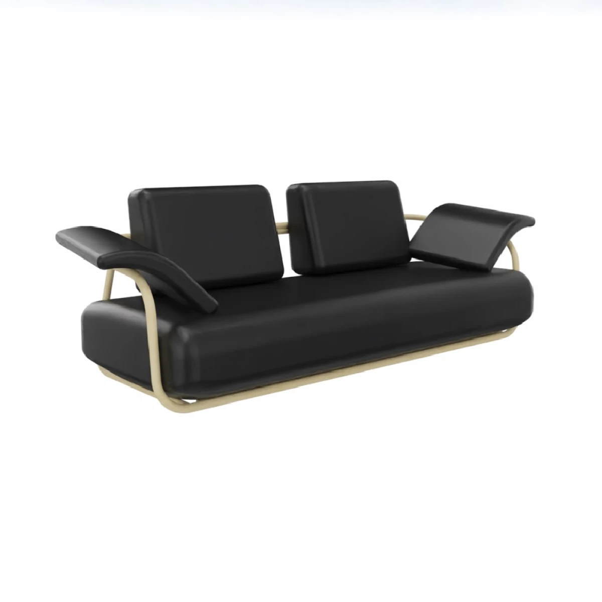 Thonet 2002/C001 Sofa in Leder, seitenansicht