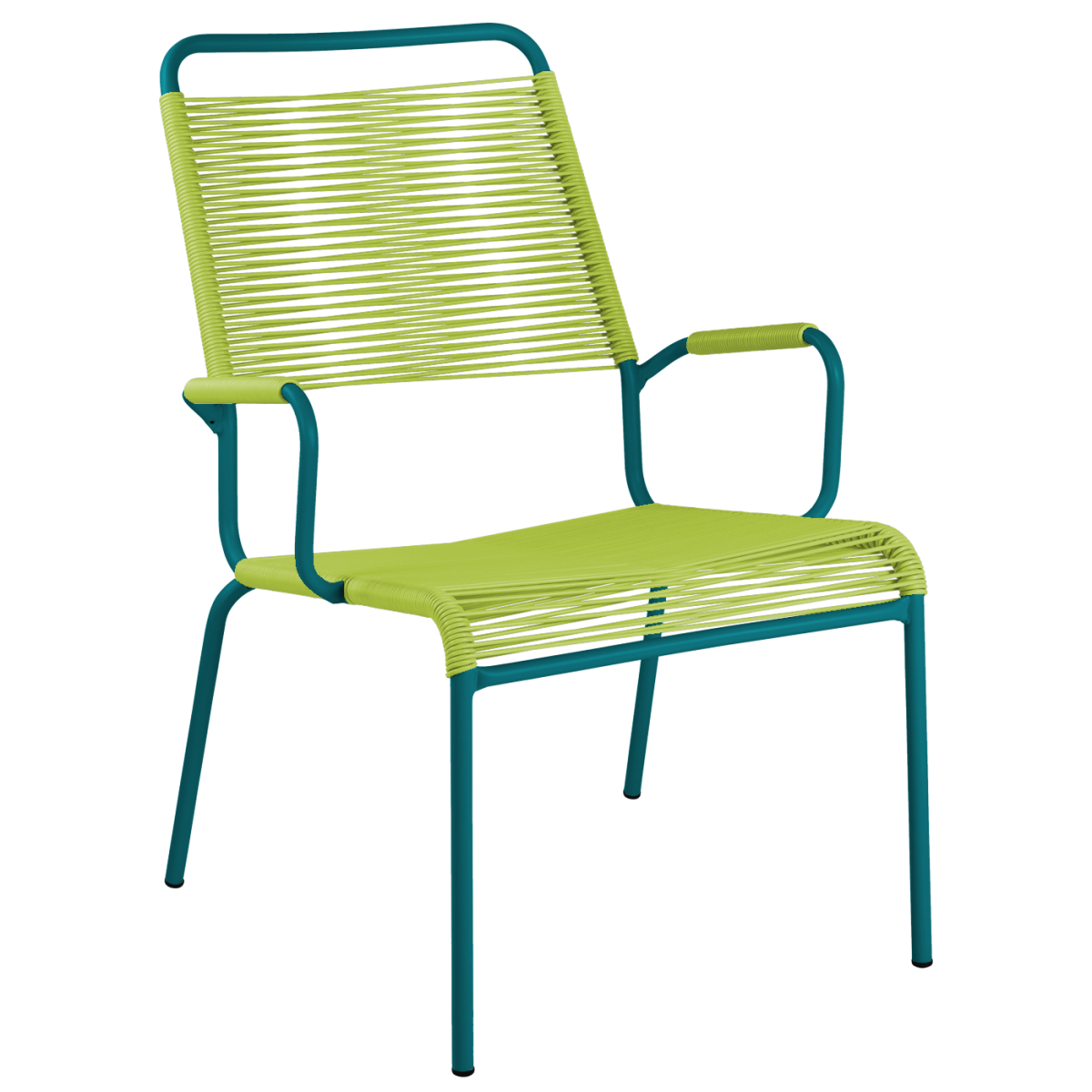 Preview: Rigi Sessel mit Armlehnen in Hellgrün und Tannengrün – Vorderansicht