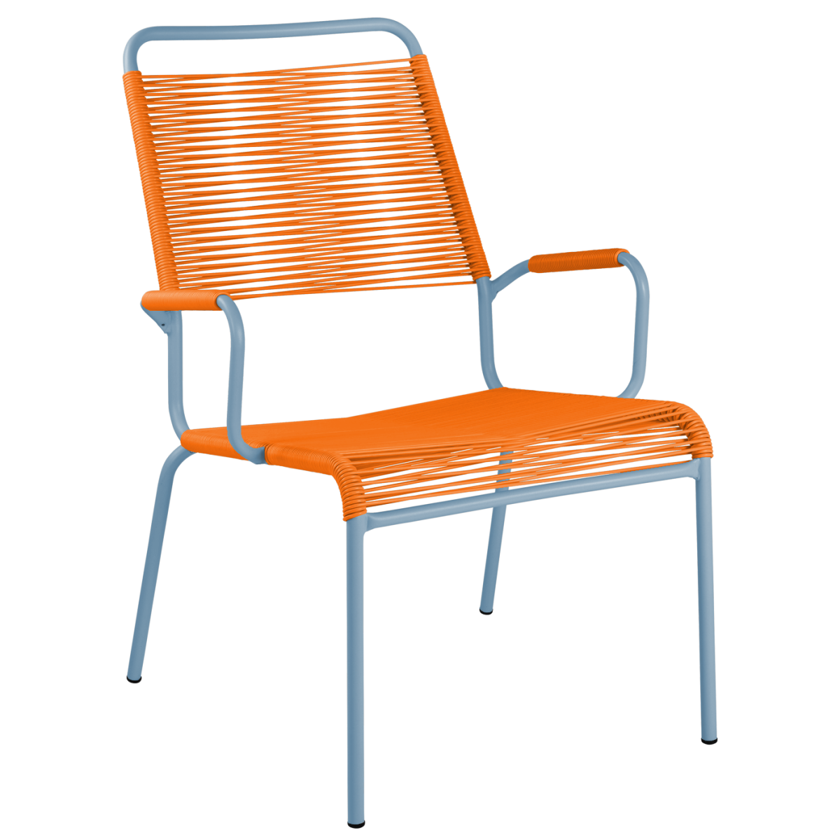 Preview: Rigi Sessel mit Armlehnen in Orange und Pastelblau– Vorderansicht