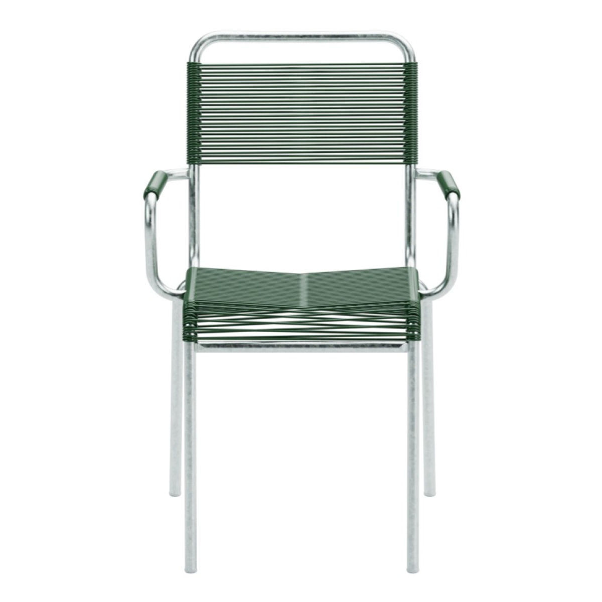 Preview: Schaffner Rigi Spaghetti Stuhl in klassischer Form mit Armlehnen tannengrün Rückansicht