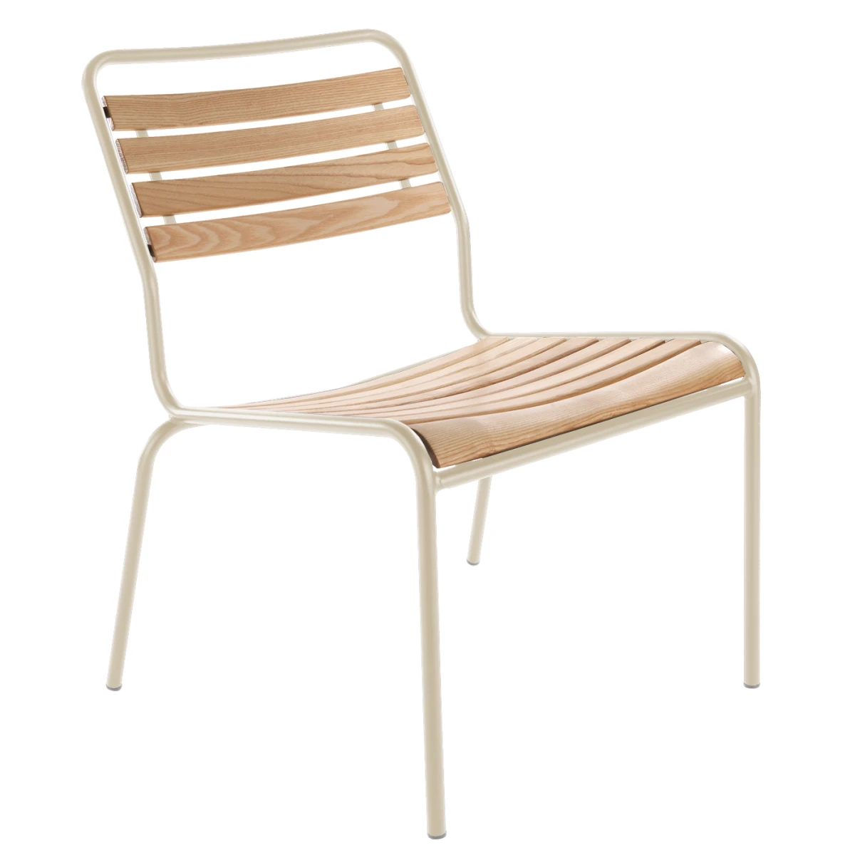 Rigi Holzlatten Lounger Sessel in Esche mit Gestell in Pastellsand