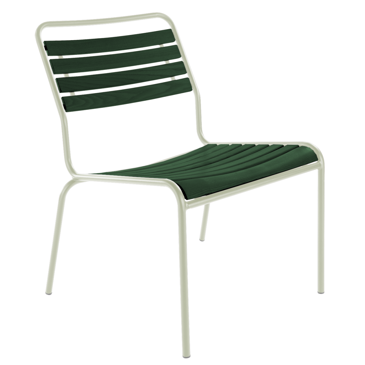 Preview: Rigi Holzlatten Lounger Sessel in Tannengrün mit Gestell in Pastellgrün
