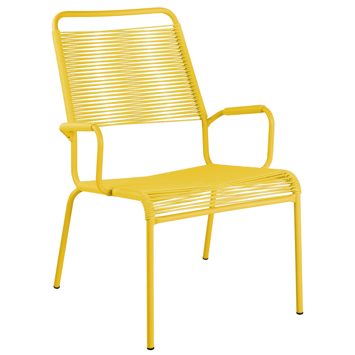 Preview: Rigi Sessel mit Armlehnen in einfarbig Gelb – Vorderansicht