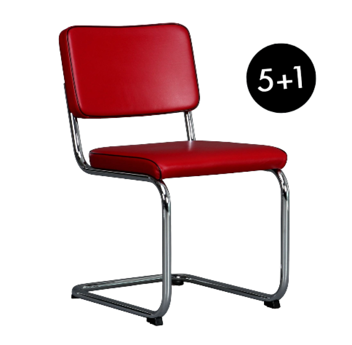 Preview: Thonet S32 PV Freischwinger mit Leder und Vollpolster l 5+1 Aktion