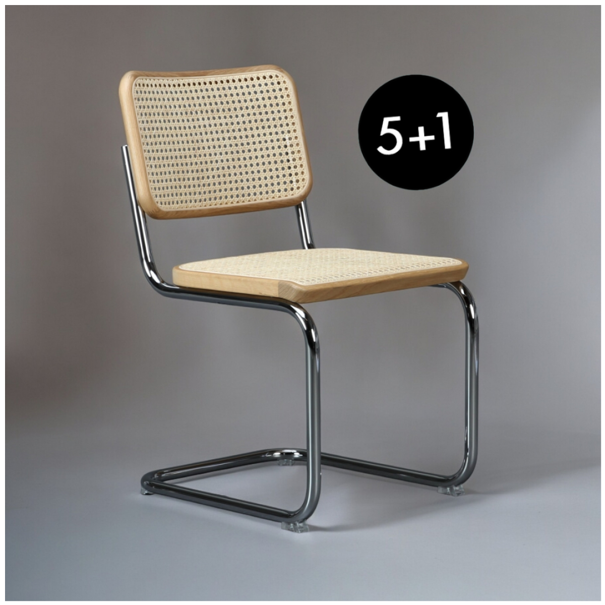 Preview: Thonet S32 V Pure Materials Eiche Freischwinger mit Geflecht und Stützgewebe l 5+1Aktion