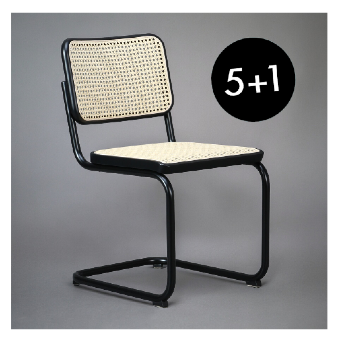 Preview: Thonet S32 V Freischwinger mit Geflecht, schwarzes Gestell inkl. Filzgleiter l 5+1 Aktion