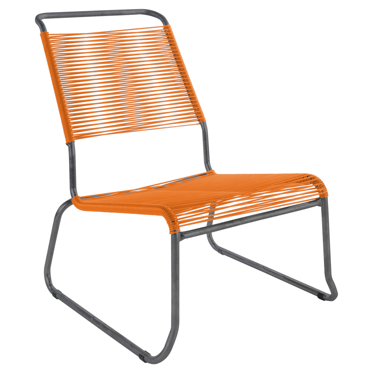 Preview: Säntis Lounger in Orange mit anthrazitfarbenem Gestell