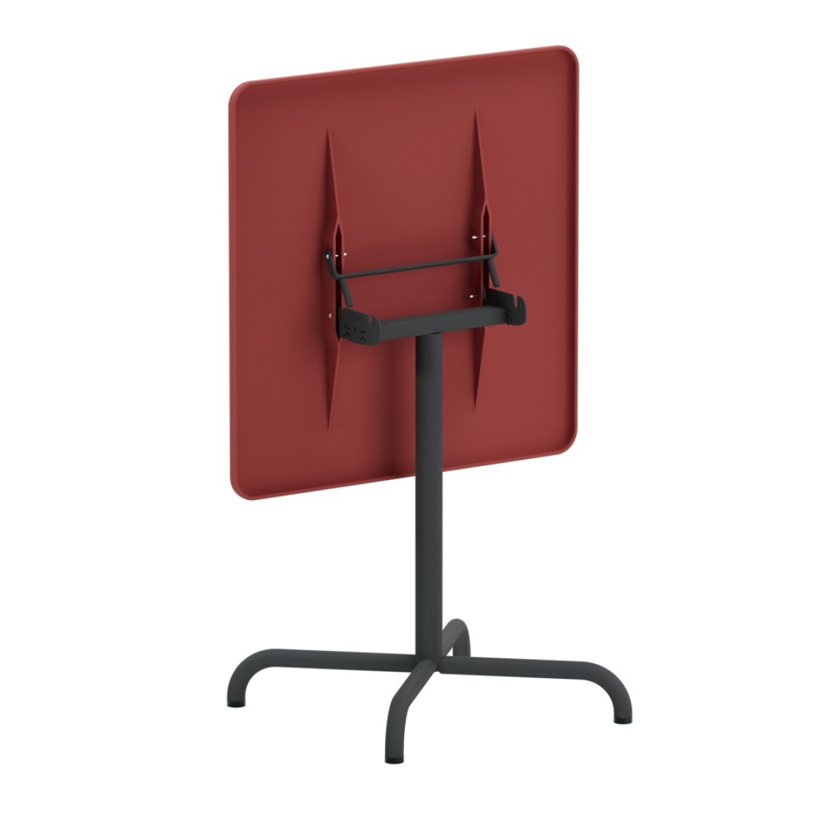 Preview: Schaffner Davos Esstisch mit ahornroter Platte und Gestell in anthrazit abgeklappt