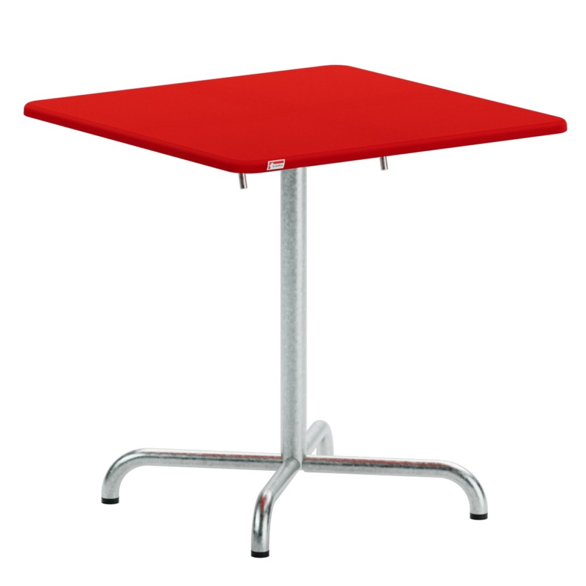 Preview: Schaffner Davos Glasfaser Tisch in rot mit feuerverzinktem Gestell quadratisch