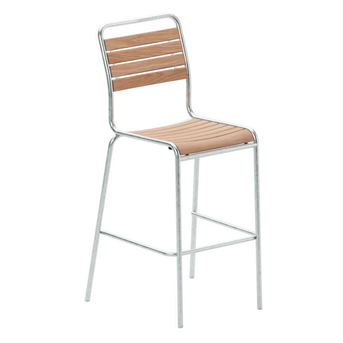 Preview: Schaffner Rigi Basrtuhl mit Holzlatten aus geölter Esche und Gestell aus feuerverzinktem Stahlrohr